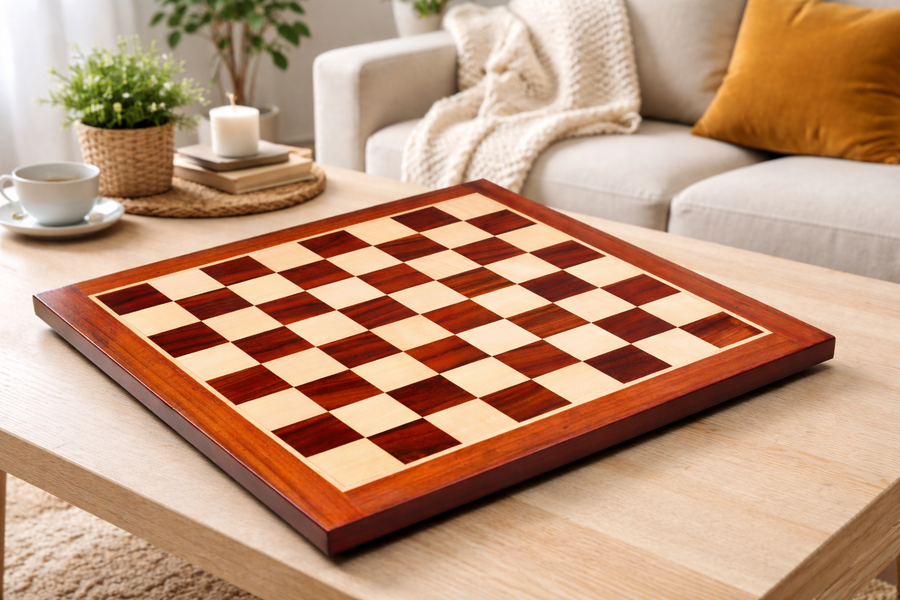 Solid Blood Red Bud Rosewood Chess Board 23" (60mm Squares)