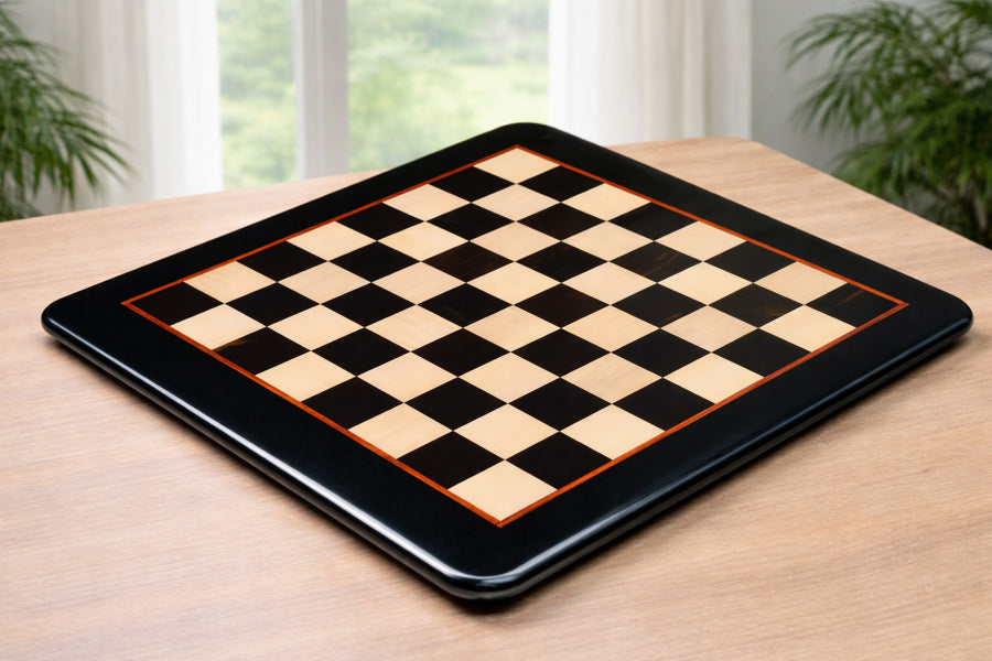 Solid Genuine Ebony & Maple Chess Board 18" (45mm Squares)