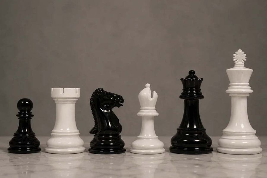 Chess Pieces Black & White Painted Boxwood 3.8" - Slightly Imperfect | CHESSBAZAAR