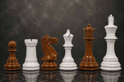 Chess Pieces White & Brown Painted Wood 4.4" - Slightly Imperfect