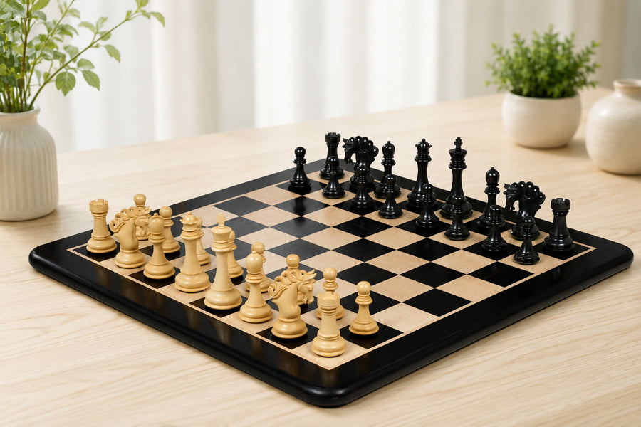 Pegasus Artisan Chess Set Ebony 4.6" with Indian Handmade 23" Board