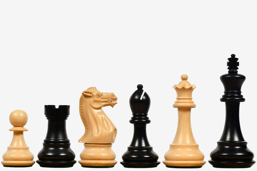 Desert Gold Staunton Chess Pieces in Ebonized & Natural Boxwood 4.0" - king
