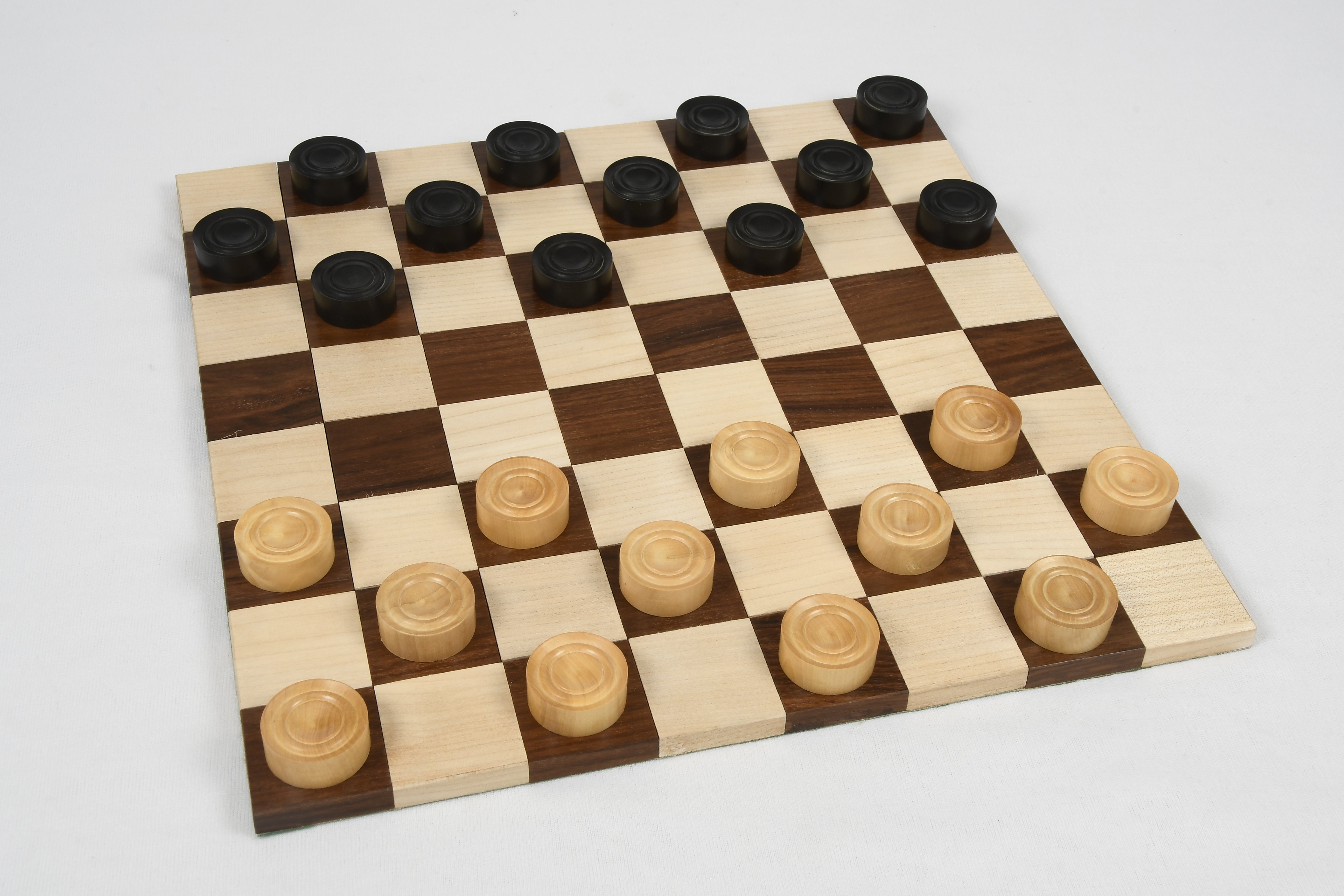 Wooden Checkers / Draught  Set in  Ebonized Boxwood & Natural Boxwood - 30mm