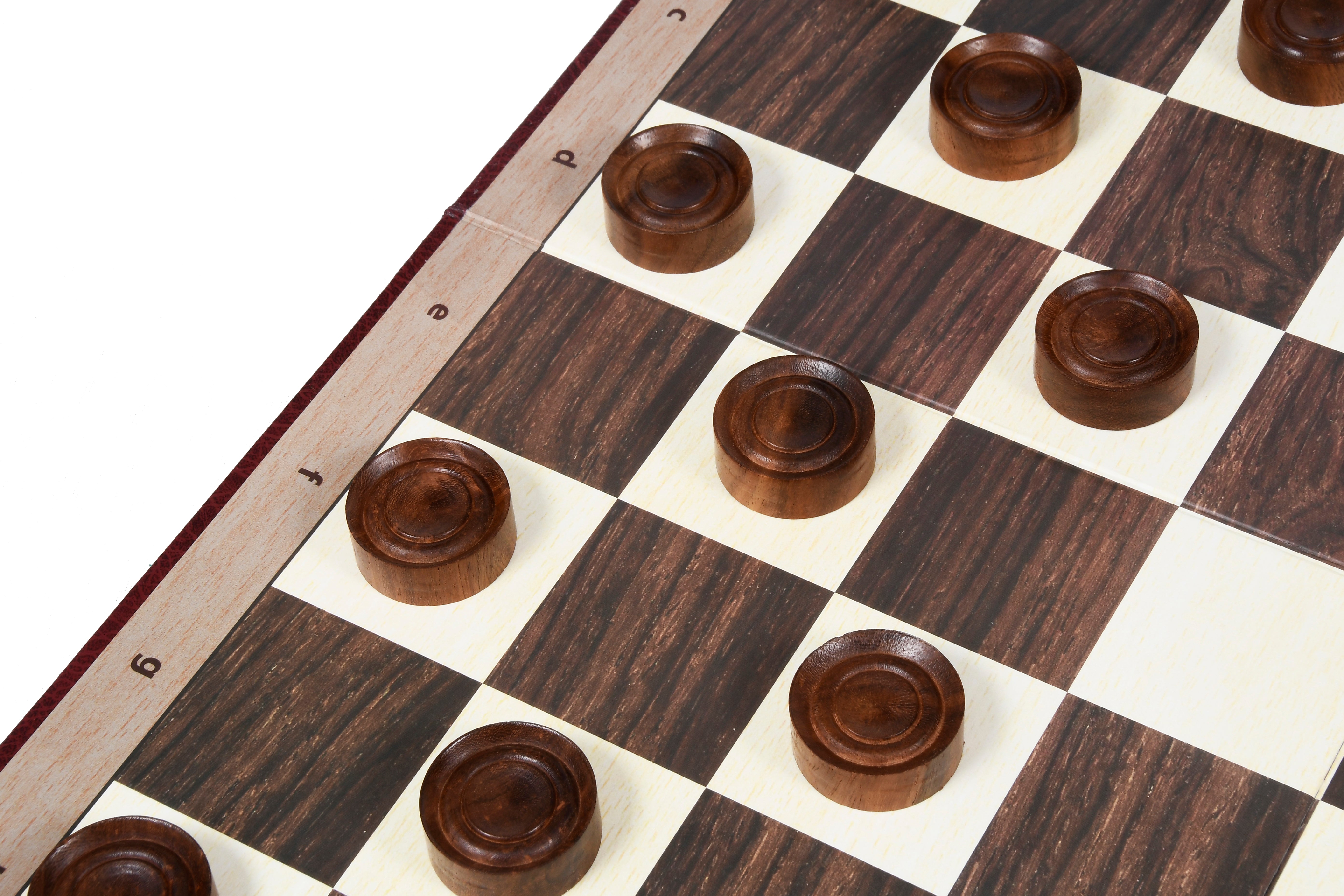 Wooden Checkers Draughts Set in Sheesham & Boxwood 35mm