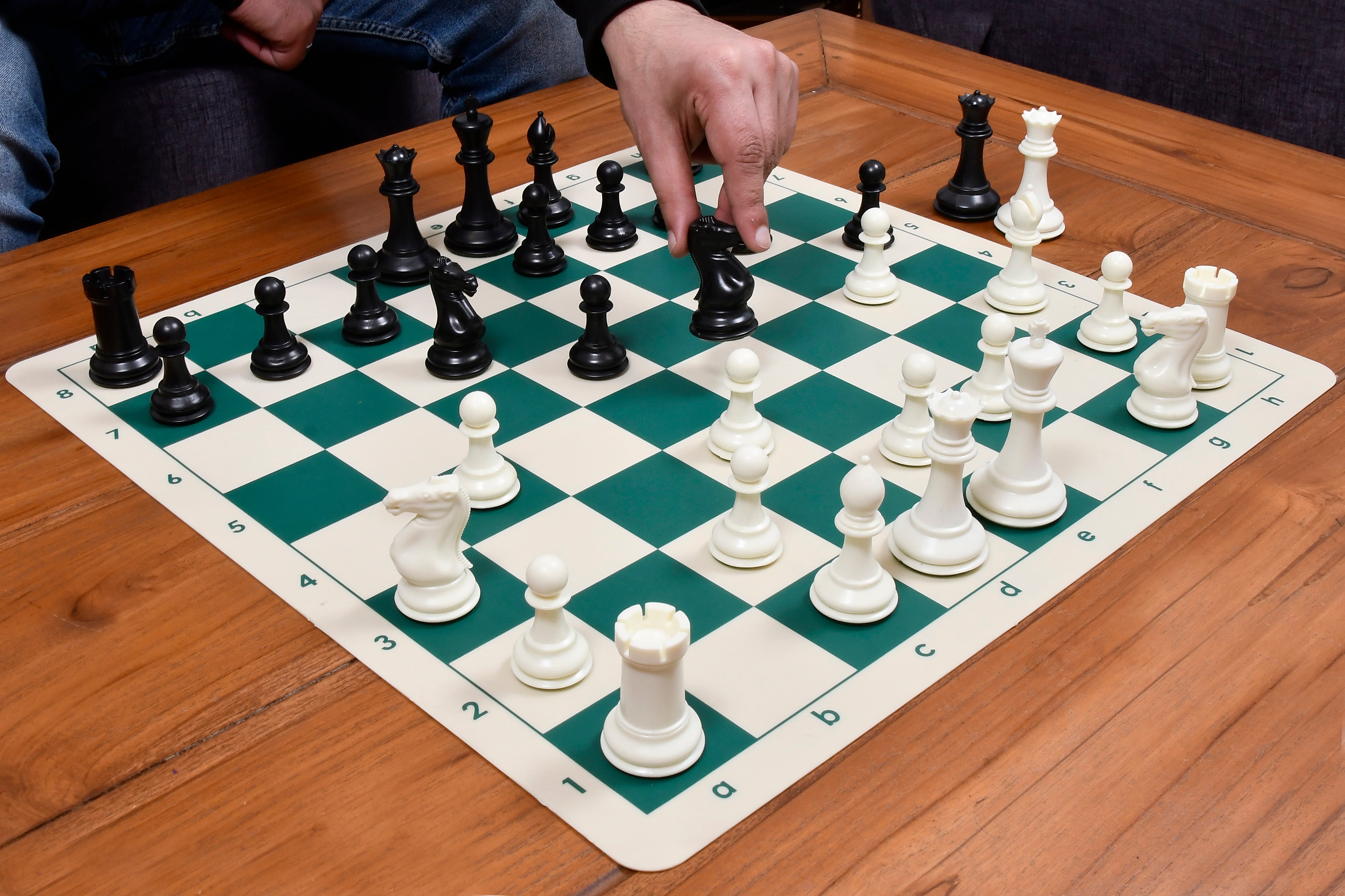 The Staunton Series Chess Pieces in Black Dyed/White Solid Plastic - 3.75" King