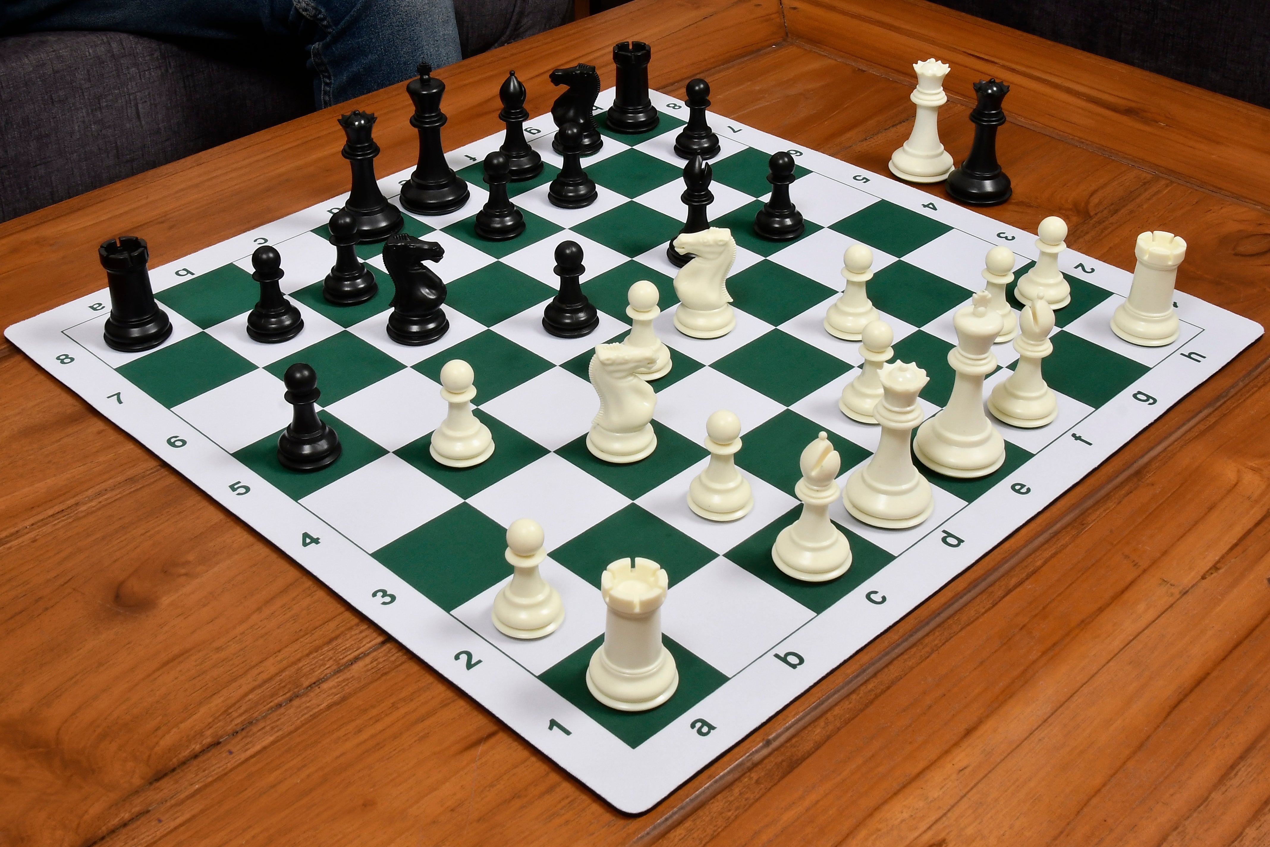 Pro Staunton Plastic Chess Pieces in Black & White (3.75" King)