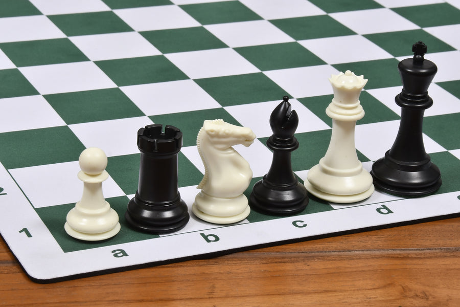 Pro Staunton Plastic Chess Pieces in Black & White (3.75" King)