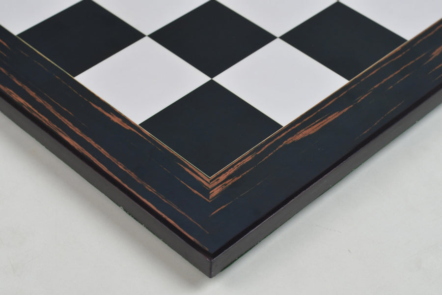 21" Wooden Chess Board in Deluxe Black Dyed Poplar & White Erable Look with Epoxy Matte Finish - 55 mm