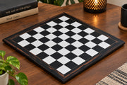 21" Wooden Chess Board in Deluxe Black Dyed Poplar & White Erable Look with Epoxy Matte Finish - 55 mm