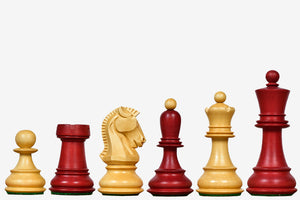 1950s' Dubrovnik Bobby Fischer Chess Pieces Stained Crimson Boxwood 3.7"- King