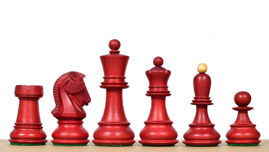 1950s' Dubrovnik Bobby Fischer Chess Pieces Stained Crimson Boxwood 3.7"- King
