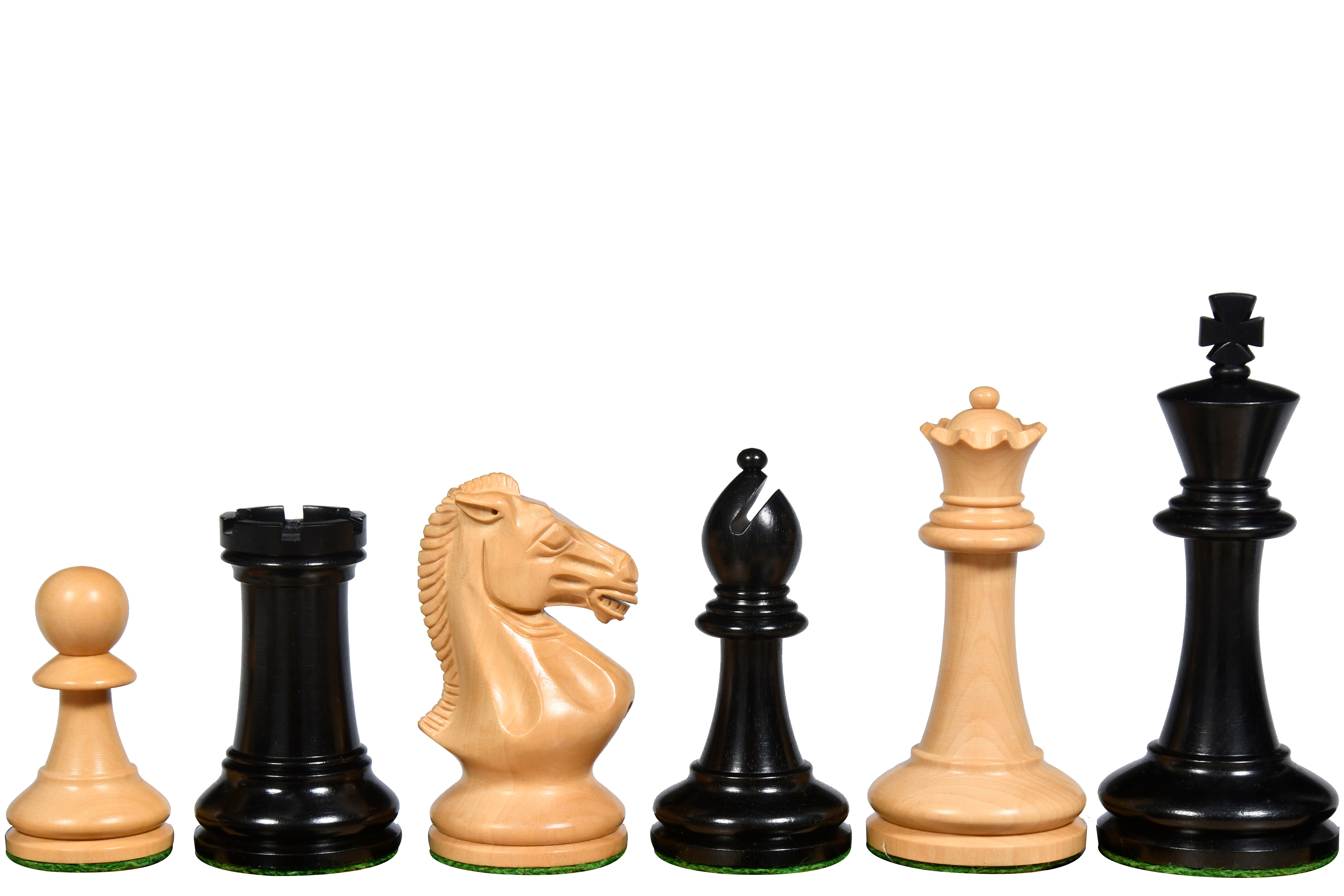 The GM Blitz Edition Staunton Series Chess Pieces in Ebony Wood & Natural Boxwood - 3.75" King