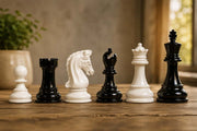 Imperfect Imperial Chess Pieces in Black Painted & White Painted Wood - 3.6" King