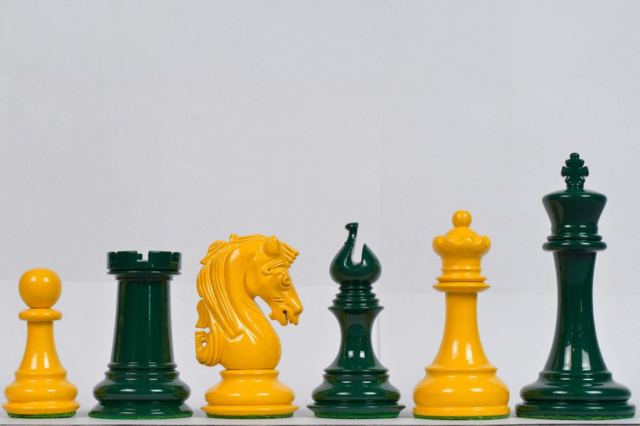 Slightly Imperfect Series Chess Pieces in Green Painted & Yellow Painted Wood - 4.4" King