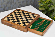 12" Magnetic Travel Chess Set Rosewood Drawer Storage Extra Queens