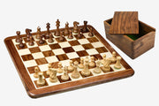 Pro Tournament Pieces in Sheesham/Boxwood With Board & Box-3.8" King