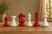 Imperfect Chess Pieces in Red Painted & White Painted Wood - 3.0" King