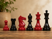 Imperfect Chess Pieces in Black Painted & Red Painted Wood - 3.5" King