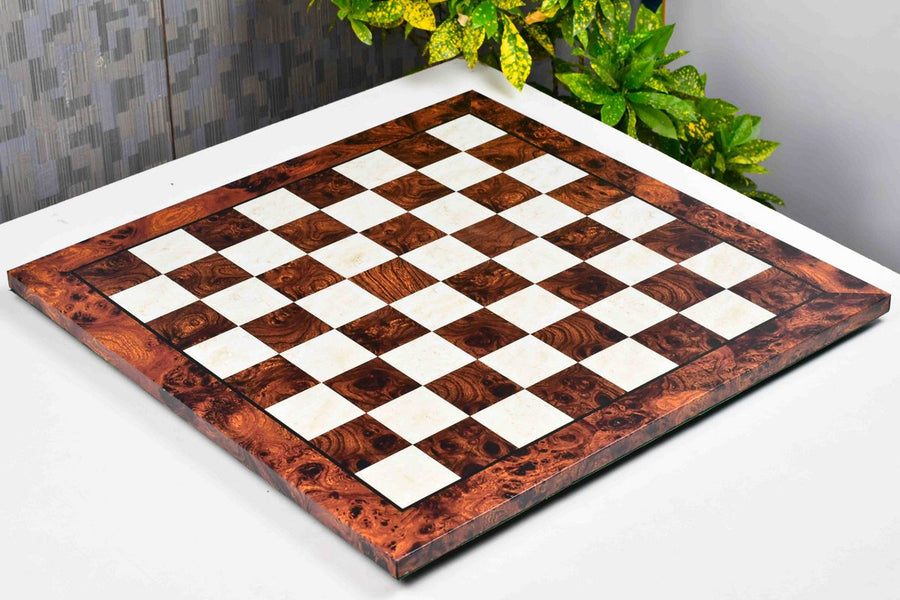Reddish-brown burl grain Tournament Chess Board 21" 57 mm Squares