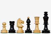 Romanian-Hungarian National Tournament Chess Pieces in Ebonized & Natural Boxwood - 3.8" King