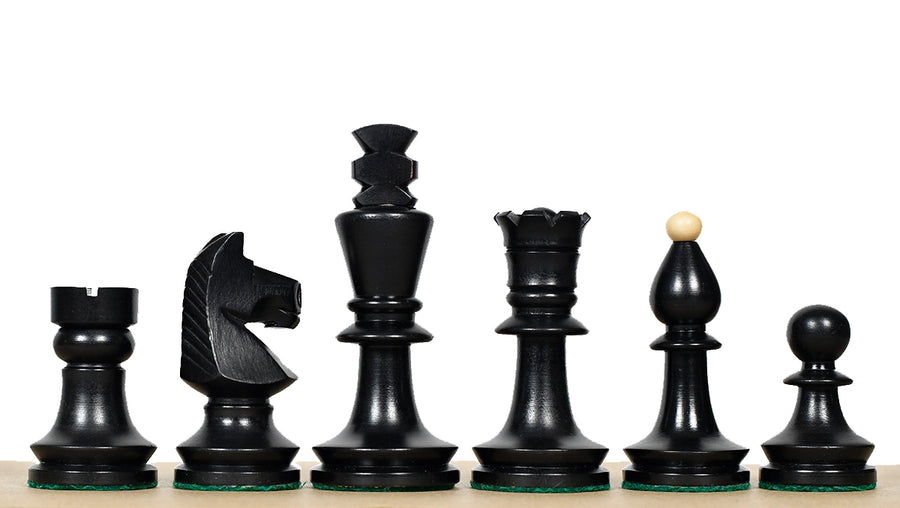 Romanian-Hungarian National Tournament Chess Pieces in Ebonized & Natural Boxwood - 3.8" King