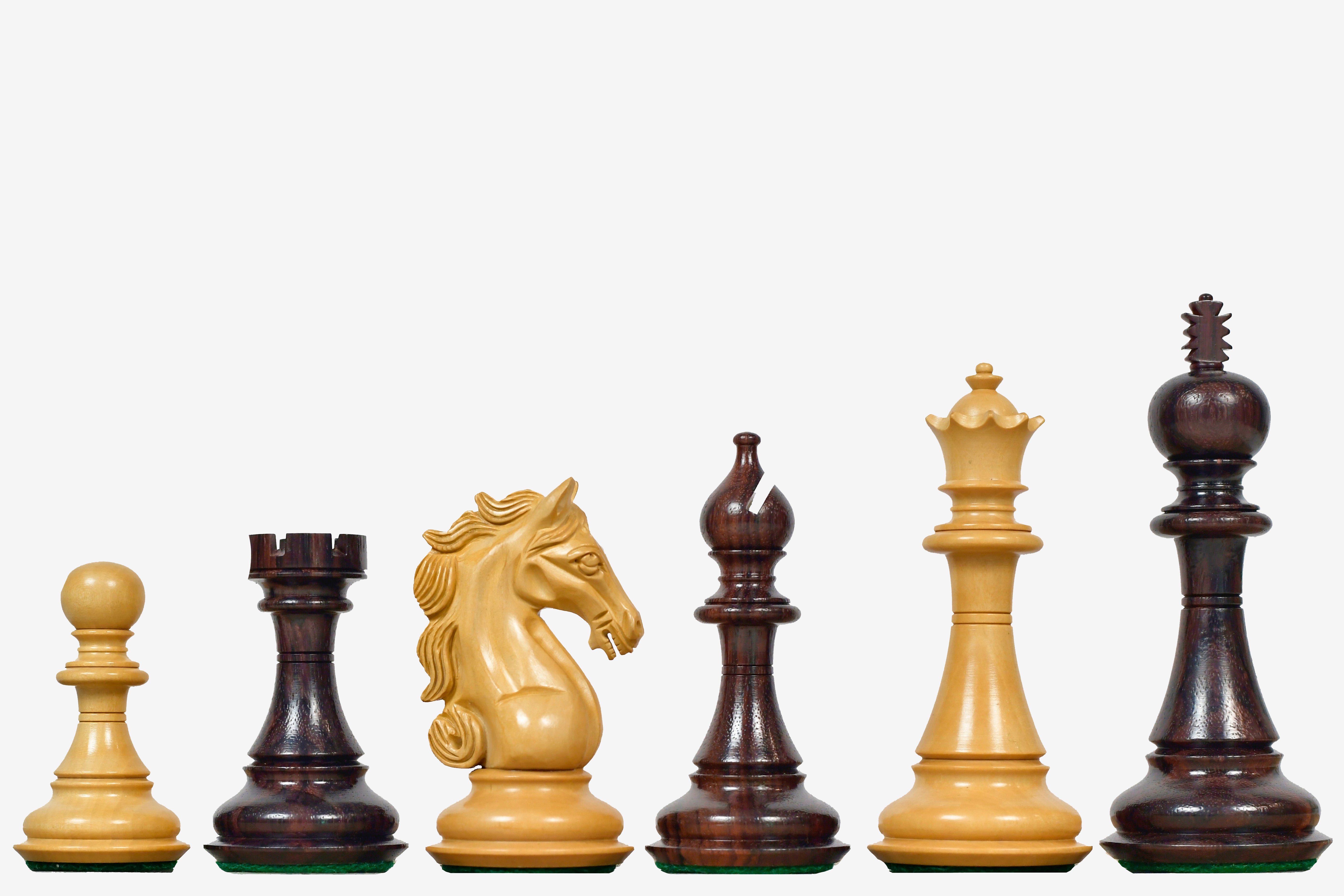 Shera Series Staunton Weighted Chess Pieces V2.0 in Rosewood / Boxwood - 4.5" King