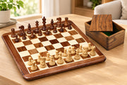 Smokey Staunton Chess Pieces in Sheesham/Boxwood With Board & Box- 3.8" King