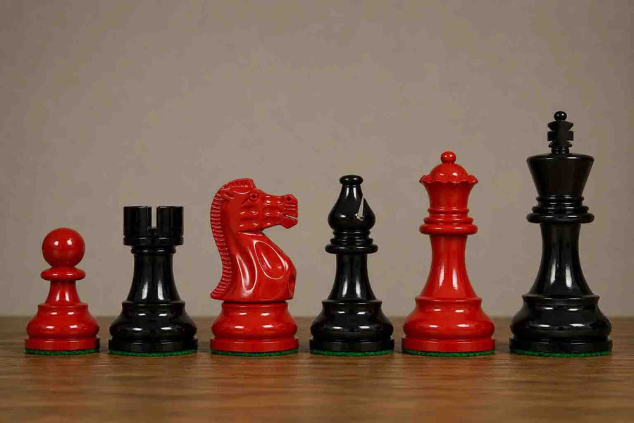 Imperfect Smokey Series Chess Pieces in Black Painted & Red Painted Wood - 3.8" King