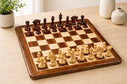 Combo of The Pegasus Series Artisan Staunton Chess Pieces ver 2.0 in Padauk Wood / Boxwood - 4.6" King with Wooden Solid Chess Board- 23"