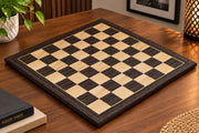 21" Wooden Chess Board in Tiger Ebony & Maple Look with Epoxy Matte Finish – 55mm Squares
