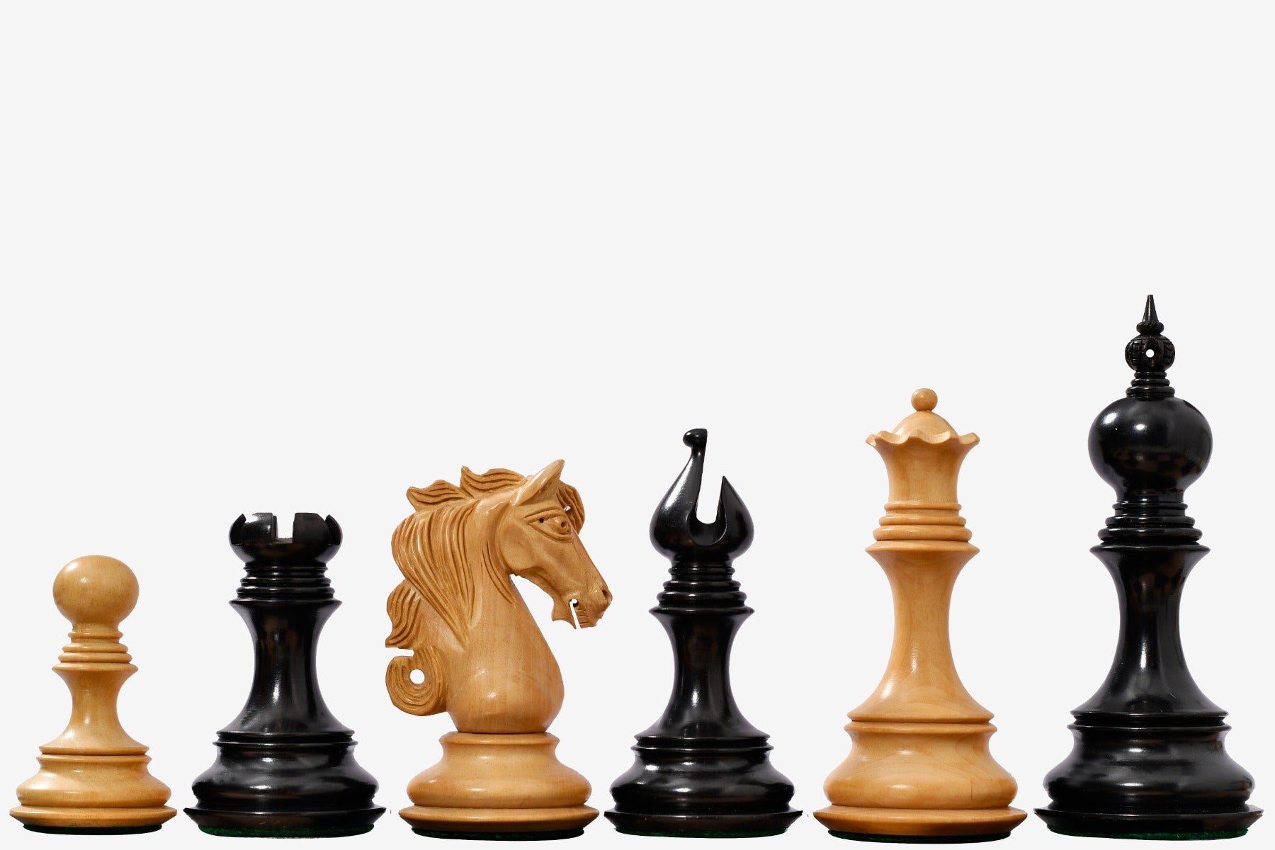 The Admiral Series II Staunton Chess Pieces in Ebony Wood & Boxwood - 4.5" King