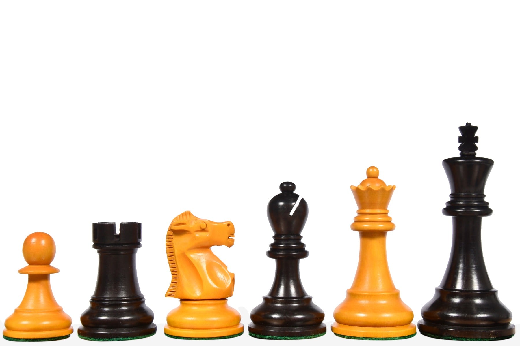 1972 Reproduced Fischer-Spassky Staunton Pattern Chess Pieces V2.0 in Ebonized Wood & Antique Boxwood - 3.78" King