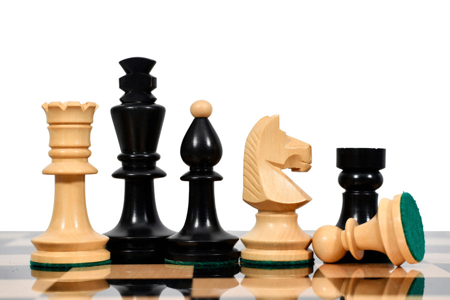 Romanian-Hungarian National Chess Set in Ebonized wood-3.8” King & Box