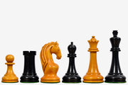 Reproduced 1963-1966 Piatigorsky Cup Chess Pieces in Ebony & Antiqued Boxwood - 4.2" King