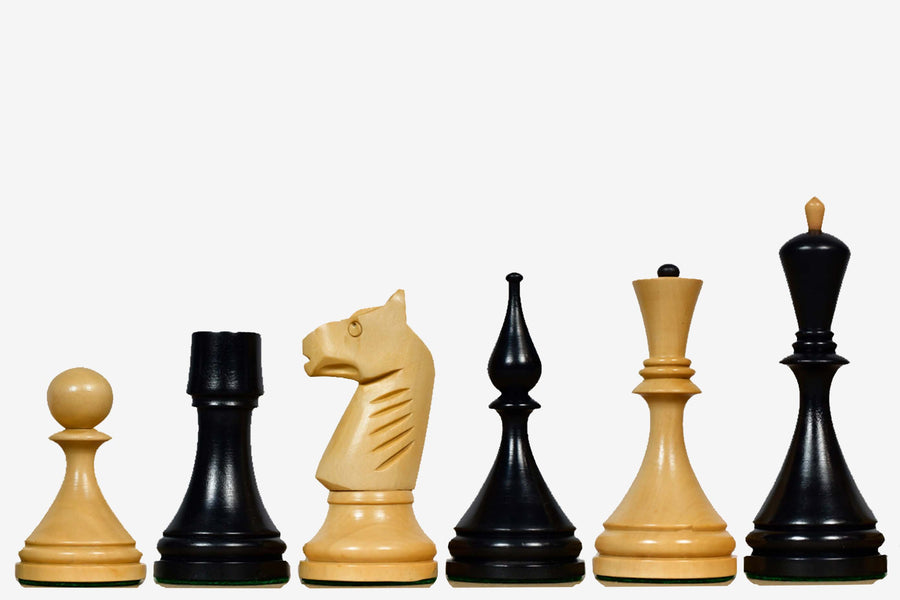 1961 Soviet Baku Championship Chess Pieces Ebonized Boxwood 4.05"- King