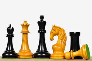 1963-66 Piatigorsky Cup Chess Pieces Ebony & Antiqued Boxwood 4.2"- King