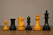 1849 Original Staunton Triple Weighted Chess Pieces in Ebony Wood & Antique Wood - 4.5" King