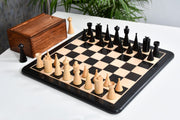 1940s Art Deco Series Chess Pieces Ebonized Boxwood  -3.8" King with Box & Board