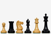 Vintage Reproduction of 1915-1925 Nimzovich Staunton Chess Pieces in Ebony & Boxwood – 3.75" King with King's Side Stamping