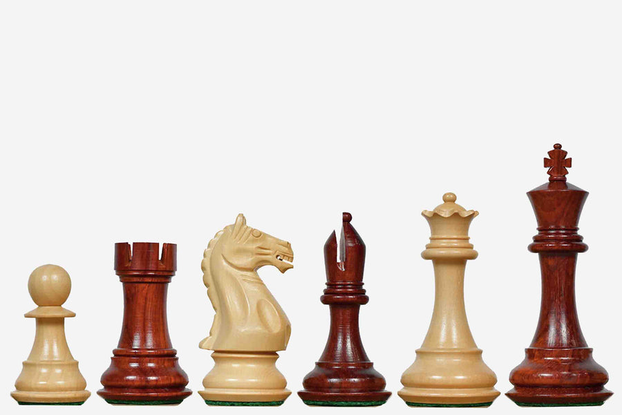 Fierce Knight Staunton Chess Pieces in Bud Rosewood 4.0" King