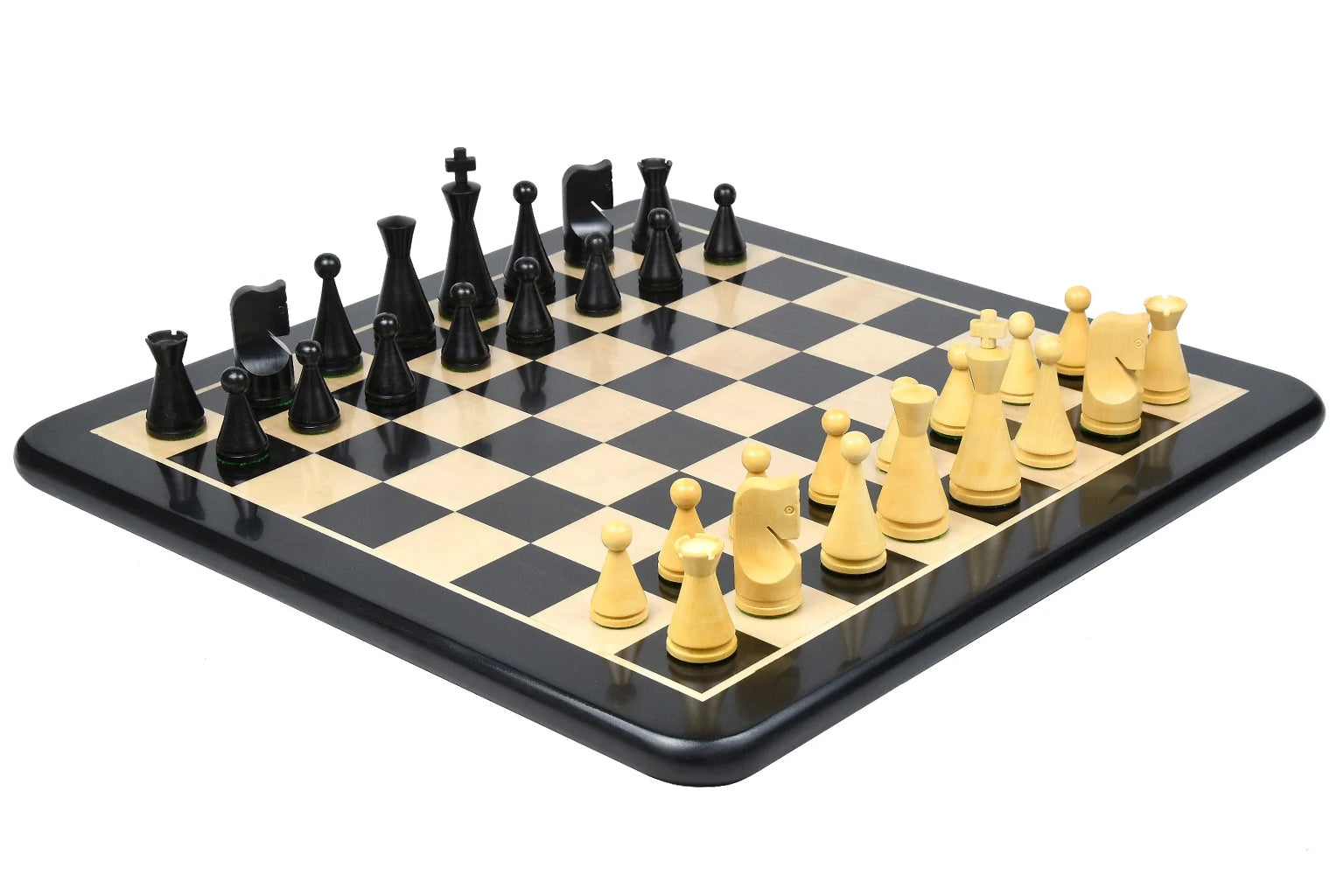 The Classic Cone Shaped Chess Pieces in Ebonized/Boxwood - 4.09" King with Board