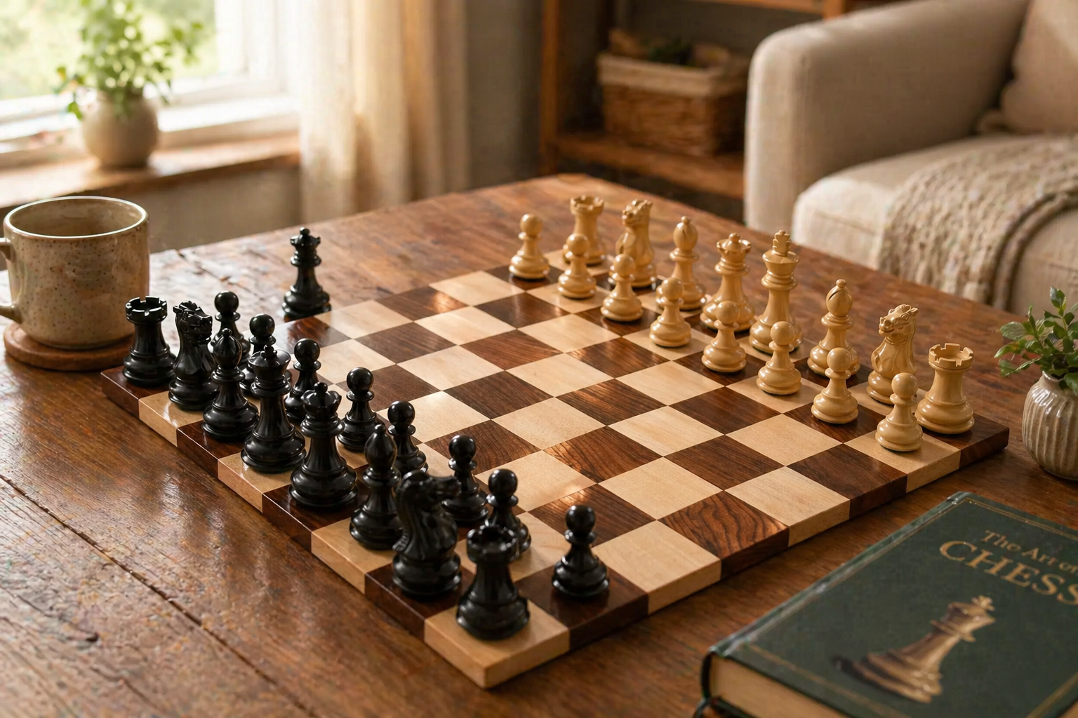 Collector Series Chess Pieces Ebonized Boxwood 2.6" with Board & Pouch | CHESSBAZAAR