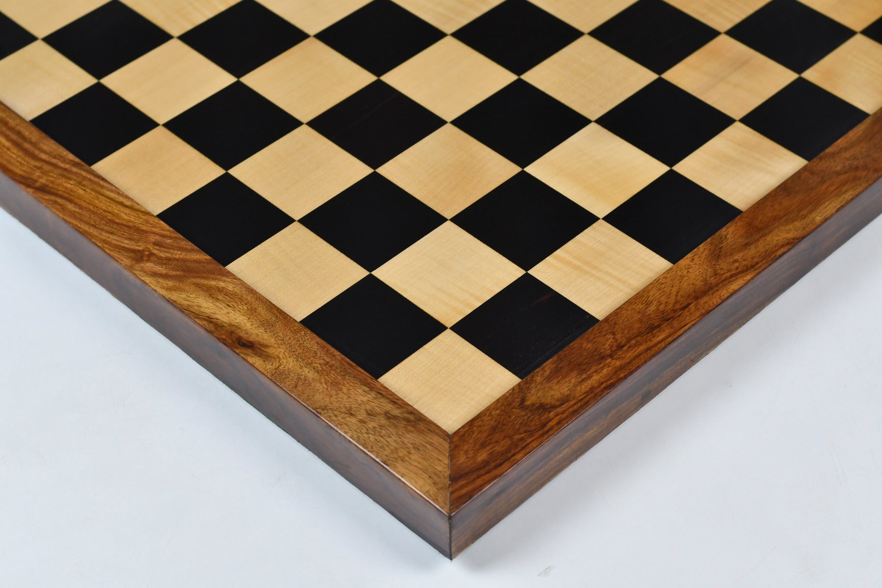 Wooden Chess Board in Ebony & Maple with Sheesham Wood Frame 21.8" - 60 mm