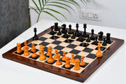 Repro B & Co 1860s Antique Chess Pieces in Ebony / Antiqued Boxwood - 4" King with Board