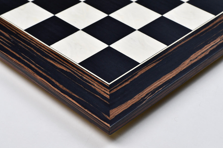 Deluxe Black Dyed Poplar & White Erable Matte Chess Board 24" 60mm