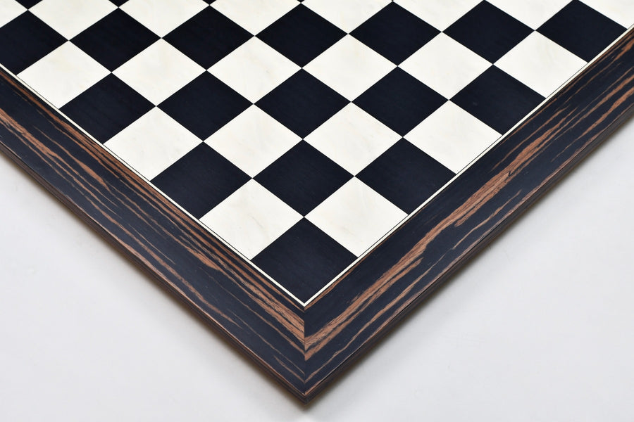 Deluxe Black Dyed Poplar & White Erable Matte Chess Board 22" 55mm