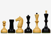 1950s' Botvinnik Tournament Soviet Era Chess Pieces in 4.4" King Ebonized Boxwood