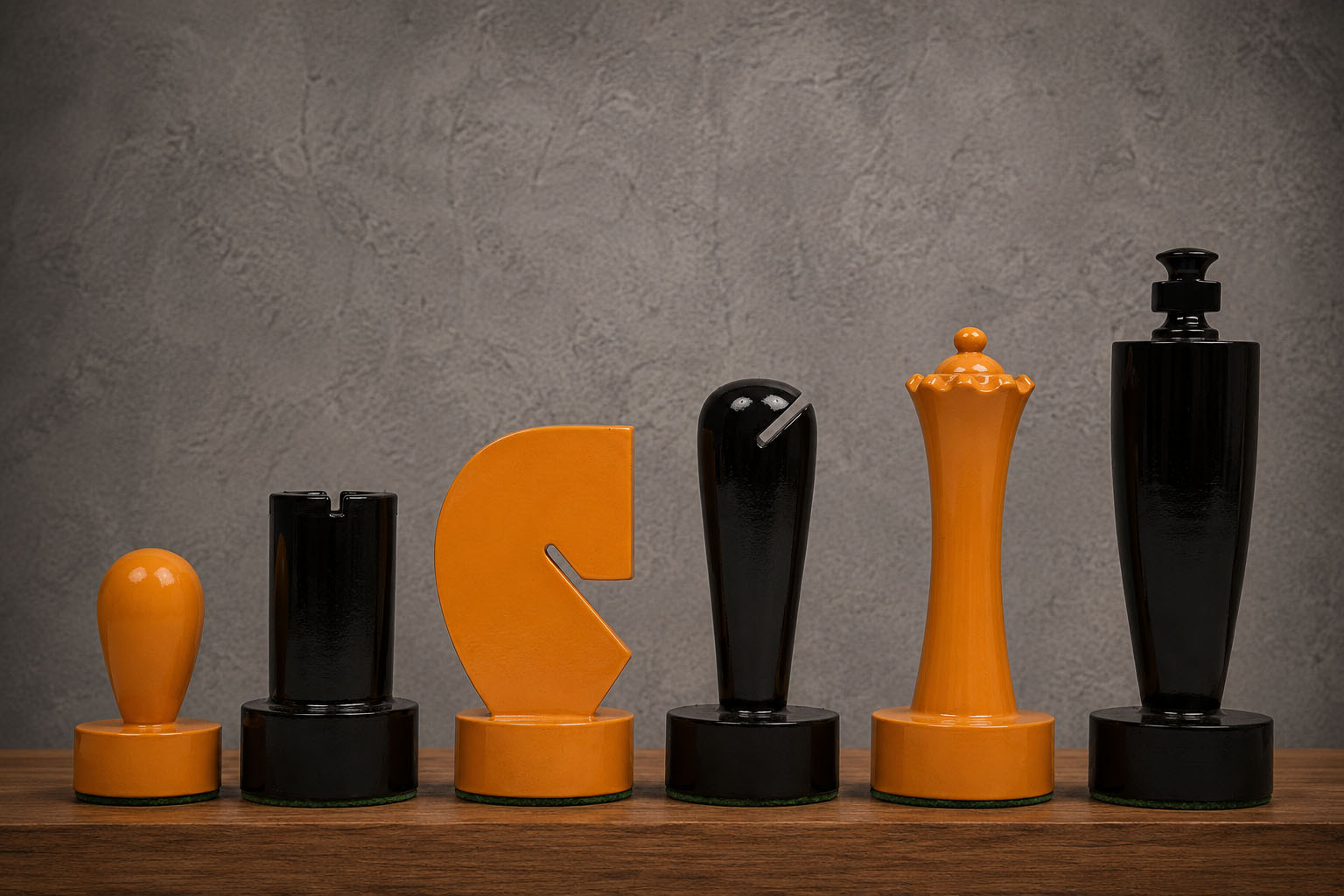 Berliner Minimalist Chess Pieces Black & Yellow Painted Wood 3.7"- King