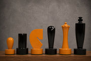 Berliner Minimalist Chess Pieces Black & Yellow Painted Wood 3.7"- King