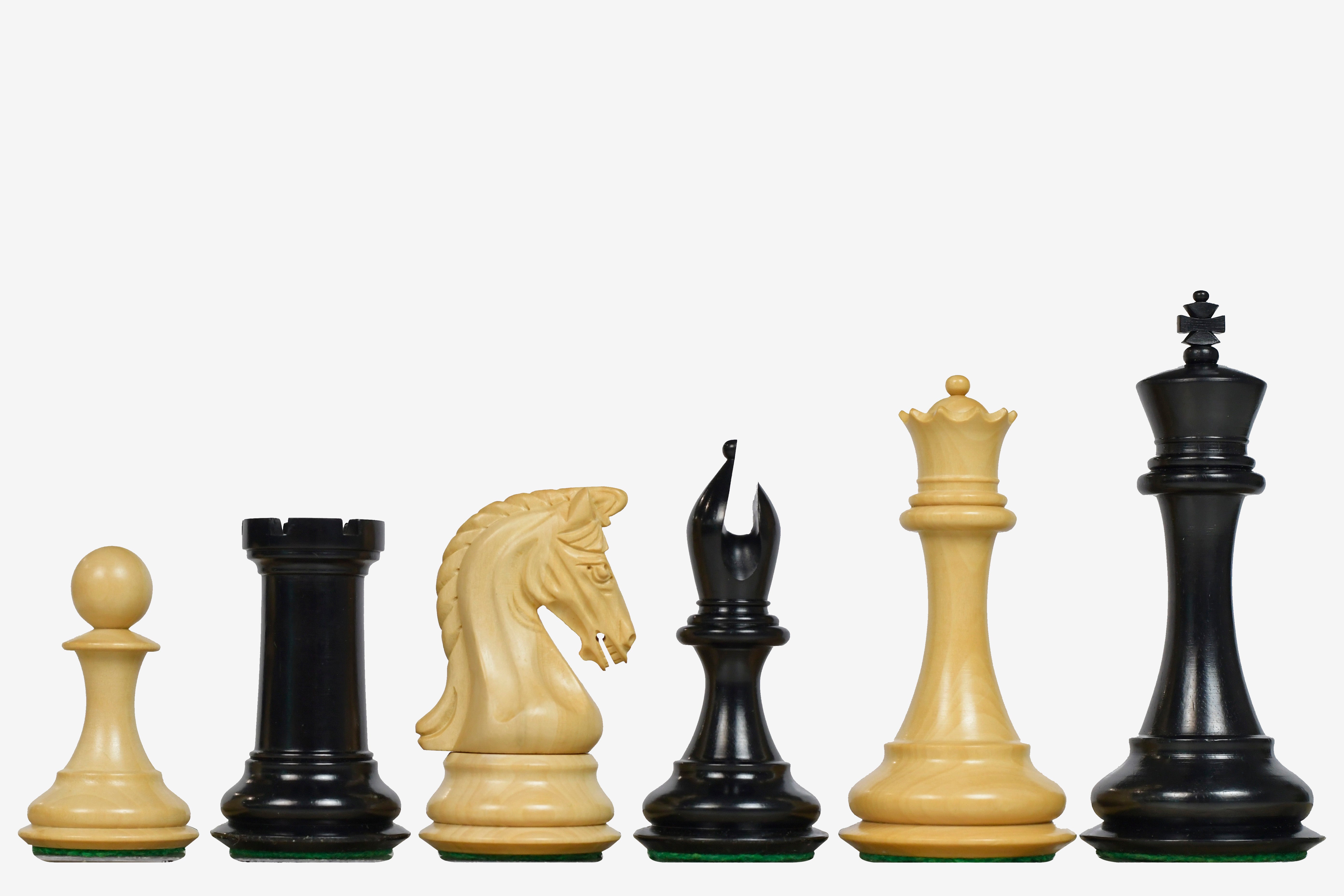 4.4" Luxury Imperial Chess Pieces Ebony wood  & Boxwood Triple Weighted